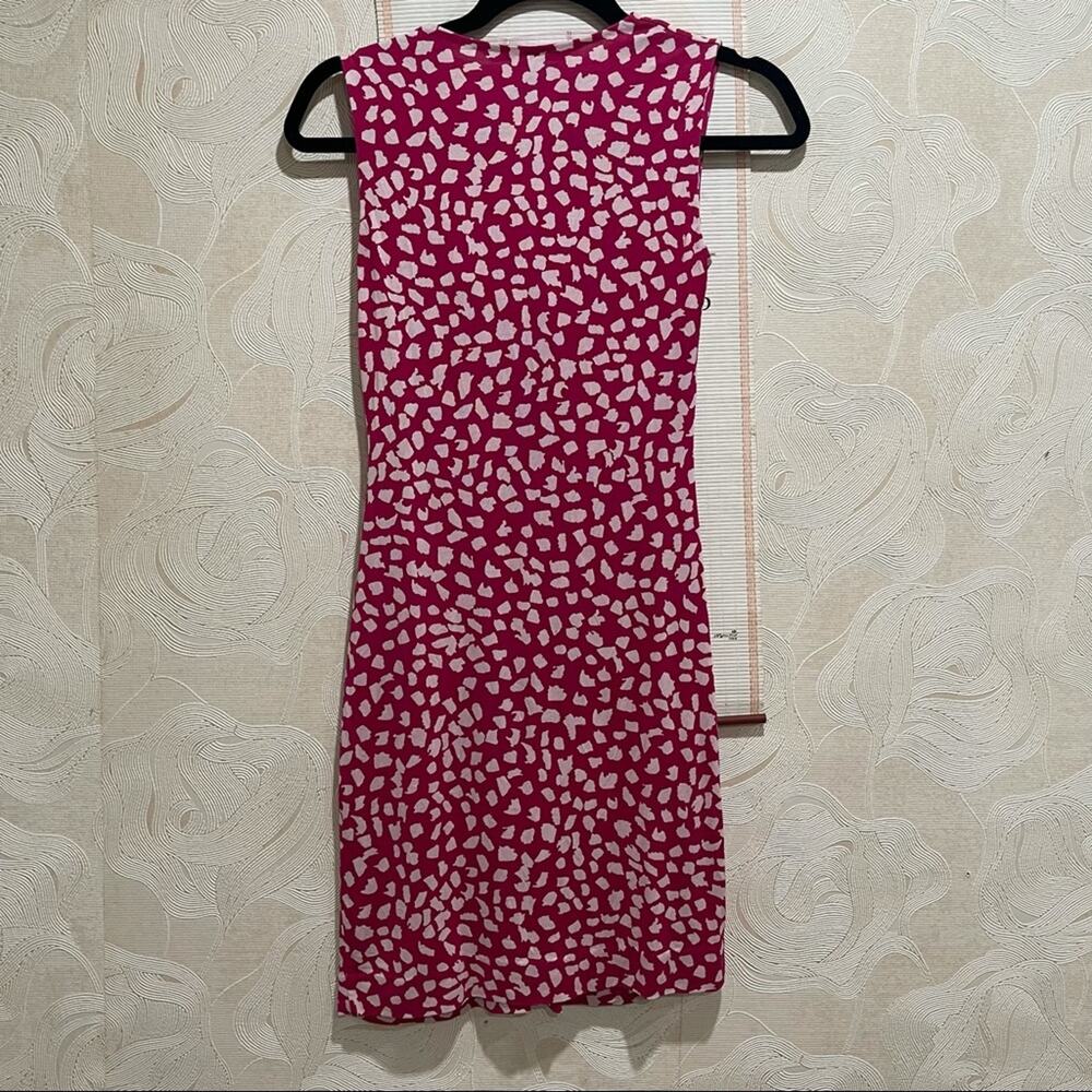 0233 Diane Von Furstenberg Noe Leopard Leaves Pink Dress - Picture 4 of 11